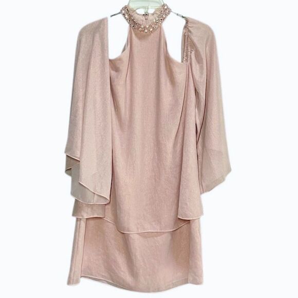 Laundry by Shelli Segal Embellished Halter Neck Mini Dress in Pink Women’s 4 - Picture 2 of 9